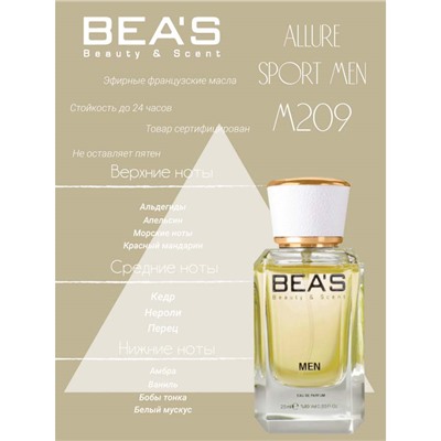 Beas M209 C Allure Sport Men edp 25 ml, Парфюм мужской Beas M209 создан по мотивам аромата C Allure Sport