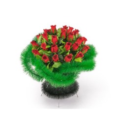 Искусственные цветы, Корзина с цветами "Фелиция", выполненная специально для проведения обряда похорон (1010237) красный