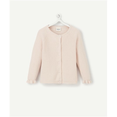 GILET FILLE EN COTON ROSE PÂLE