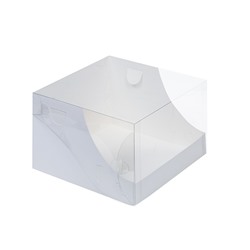 Коробка под торт с пластиковой крышкой БЕЛАЯ 205х205х140