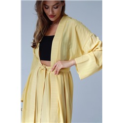 9374 Костюм из кимоно и брюк-палаццо жёлтый (остаток: 42)