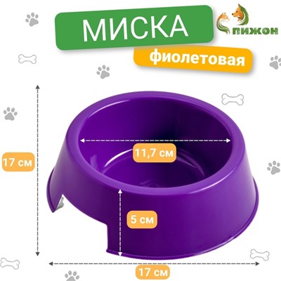 Миска пластиковая 17 х 17 х 5 см, 400 мл, фиолетовая