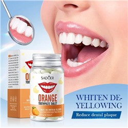 SADOER  Отбеливающая зубная паста в таблетках  со вкусом апельсина, 30 таблеток