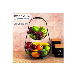 Корзина для фруктов 28*26,5*43 см "Черная" двухъярусная