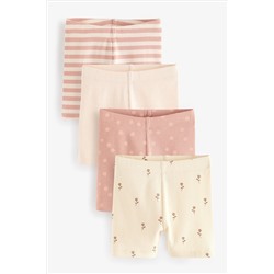 Pink Ribbed Cycle Shorts 4 Pack (3mths-7yrs)