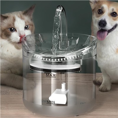 Питьевой фонтан для кошек и собак автоматический, Прозрачный