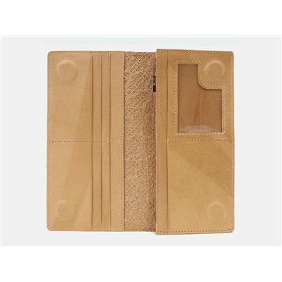 Бежевый кожаный кошелек из натуральной кожи «KH003 Beige Croco»