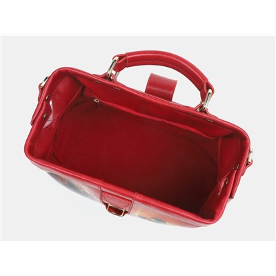 Красная кожаная сумка с росписью из натуральной кожи «W0023 Red Пылающий город»