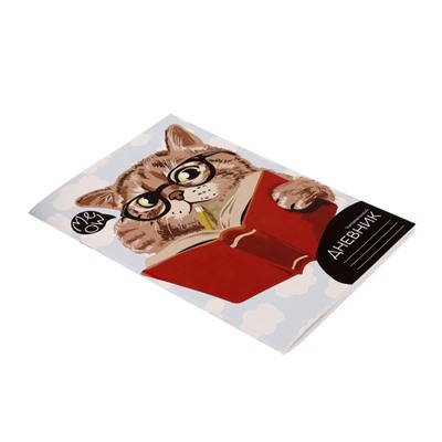 Читательский дневник 48 листов "Учёный кот", обложка мелованный картон