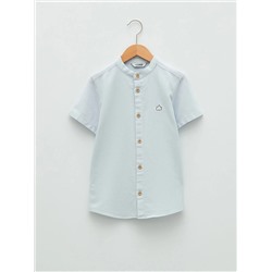 LC Waikiki Рубашка для мальчика с короткими рукавами и вышивкой на воротнике-стойке