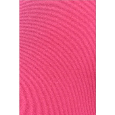 Розовое гибкое мини-трикотажное платье с бретелькой на шее в рубчик TWOSS23EL00303