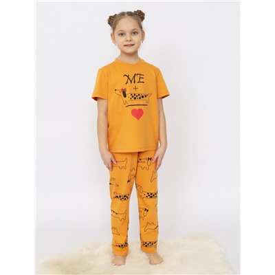 CSJG 50174-30 Пижама для девочки (футболка, брюки),охра