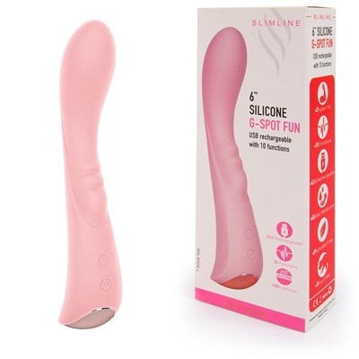 Нежно-розовый вибромассажер 6" Silicone G-Spot Fun - 19,1 см.