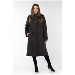 02-2956 Пальто женское утепленное валяная шерсть серо-черный