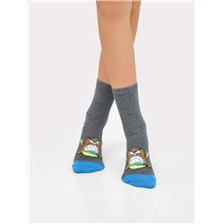 Детские высокие носки в оттенке "темно-серый меланж" с сурком