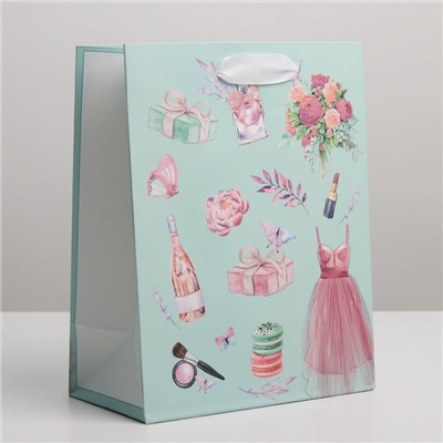 Пакет подарочный ламинированный вертикальный, упаковка, «Розовая нежность», MS 18 х 23 х 10 см