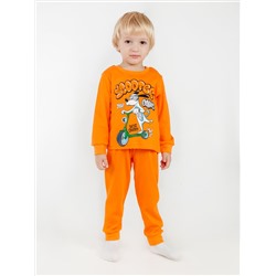 Пижама интерлок печать "Собачка на скутере" 98-116 рост оранжевая