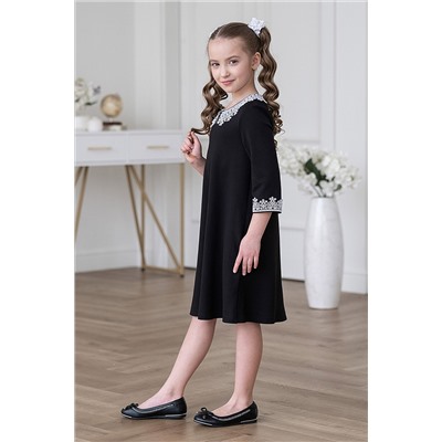 Чёрное школьное платье для девочки ШП-2101- 13 col1