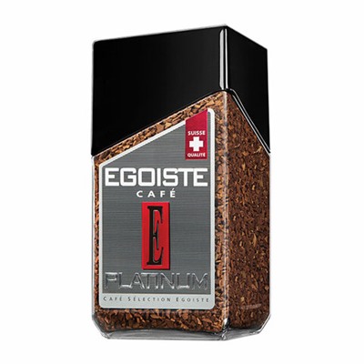 Кофе растворимый EGOISTE "Platinum" 100 г, стеклянная банка, сублимированный, ШВЕЙЦАРИЯ, 8467