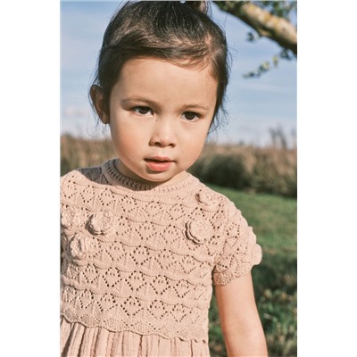 Neutral Crochet Flower Dress (3mths-7yrs)