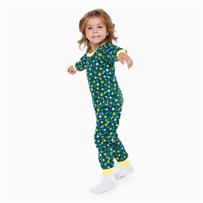 Пижама для девочки, цвет зелёный/радуга и солнце, рост 98 см