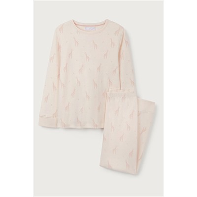 The White Company Pink Organic Cotton Giraffe Print Pyjama