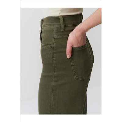 Джинсовые брюки цвета хаки с высокой талией и карманами