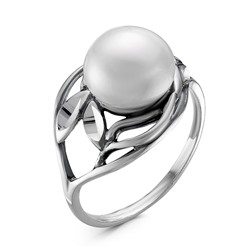 Кольцо из серебра с жемчугом и алмазной гранью