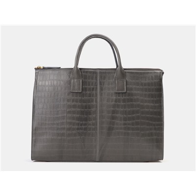 Серый кожаный мужской портфель из натуральной кожи «PF0023 Gray Croco»