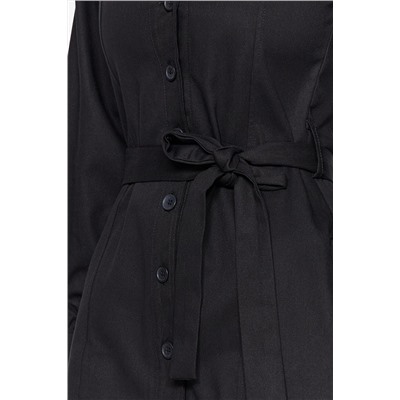 Черное тканое платье-рубашка на пуговицах с поясом TWOAW24EL00658