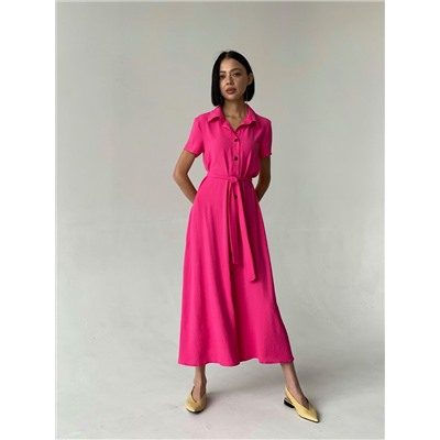6138 Платье-рубашка удлинённое розовое (остаток: 42, 44)