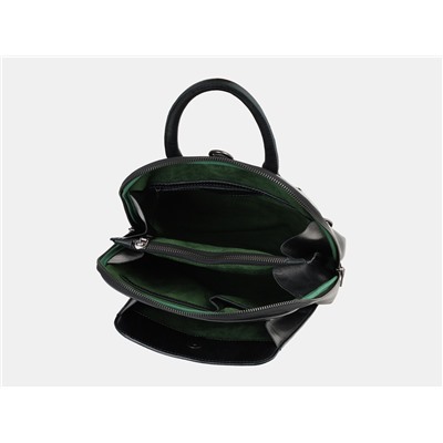 Изумрудный кожаный рюкзак с росписью из натуральной кожи «R0023 Emerald Чешир за чаем»