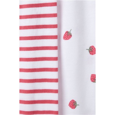 The White Company Organic Cotton Strawberry And Stripe White Pyjamas 2 Pack