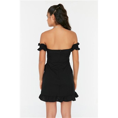 Черное супер мини-платье с воротником Karmen TWOSS22EL00016