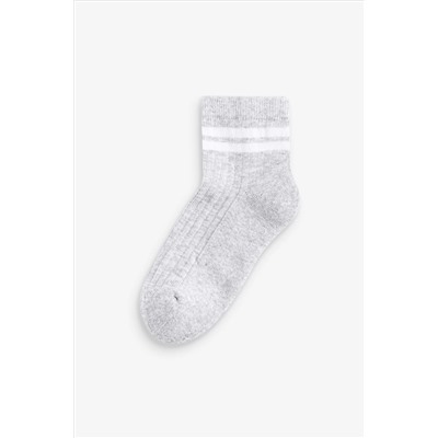 Grey 2 Pack Cotton Rich Cushioned Footbed Ribbed Low Cropped Ankle Socks