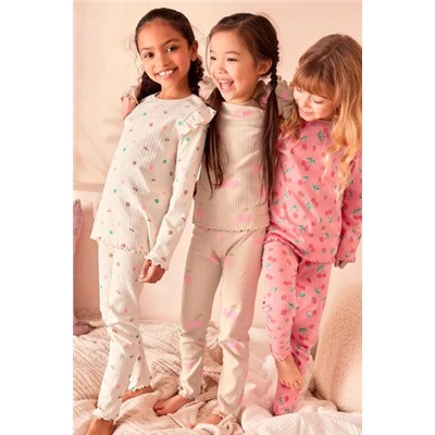 Red/Pink 3 Pack Rib Pyjamas (9mths-16yrs)