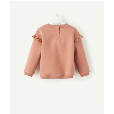 SWEAT BÉBÉ FILLE EN FIBRES RECYCLÉES VIEUX ROSE AVEC MESSAGE