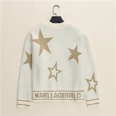 Karl Lagerfel*d 🌟коллекция 2024⚡️ трендовый теплый свитер из смеси овечий шерсти. Яркая пятиконечная звезда и буквенный жаккард выглядят очень стильно.. цена на бирке 299 💵 экспорт!