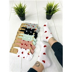 Женские носки хлопок Alina с рисунком сердце, цветной (упаковка 10шт)
