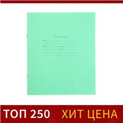 Тетрадь 18 листов в линейку "Зелёная обложка", блок №2 ( серые листы) КПК, 58-63 г/м2, белизна 75%