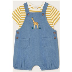 Monsoon Blue Newborn Denim Giraffe Dungaree