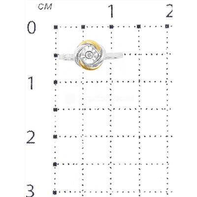Кольцо из родированного серебра с бриллиантом и золочением 925 пробы SR02984I3/G