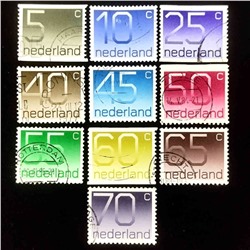 Набор марок Цифра - тип Crowel, Нидерланды, 1976 - 1991 года (10 шт.)