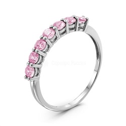 Кольцо из серебра с нат. розовыми топазами родированное