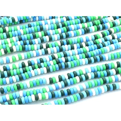 Бусины из каучука Африканские рондель 7*3мм, цв.зелено-голубой, 40см, 110 бусин