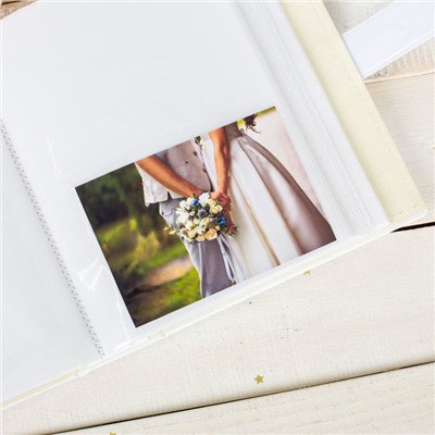 Фотоальбом кожзам на 200 фото с 2 местами под фото на обложке "Наша свадьба"