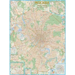 Настенная карта Москва с каждым домом 1:21тыс.,1,55x2,06м.