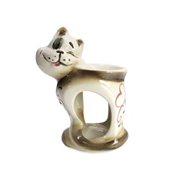 Аромалампа Кот с сердечком керамика глазурь