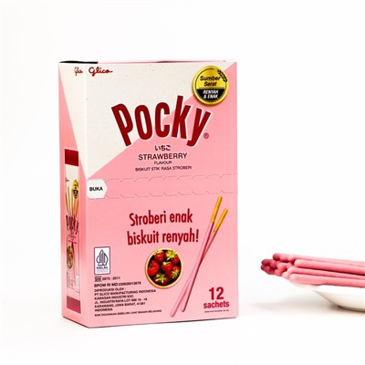 Бисквитные палочки POCKY со вкусом клубники, 11 г