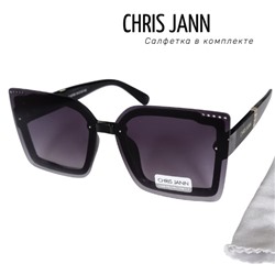 Очки солнцезащитные CHRIS JANN с салфеткой, женские, чёрные, 31930А-CJ0700, арт.219.098